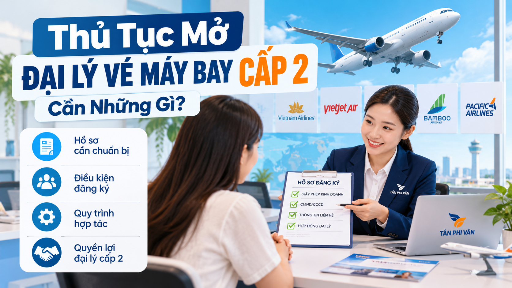 Thủ tục mở đại lý vé máy bay cấp 2 cùng Tân Phi Vân