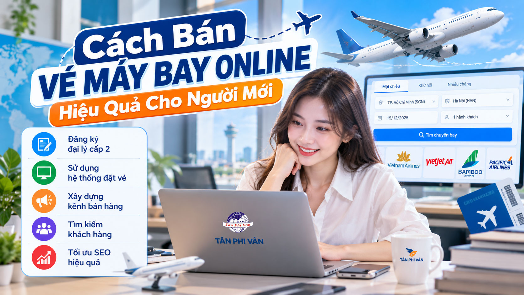 Cách bán vé máy bay online hiệu quả cho người mới cùng Tân Phi Vân