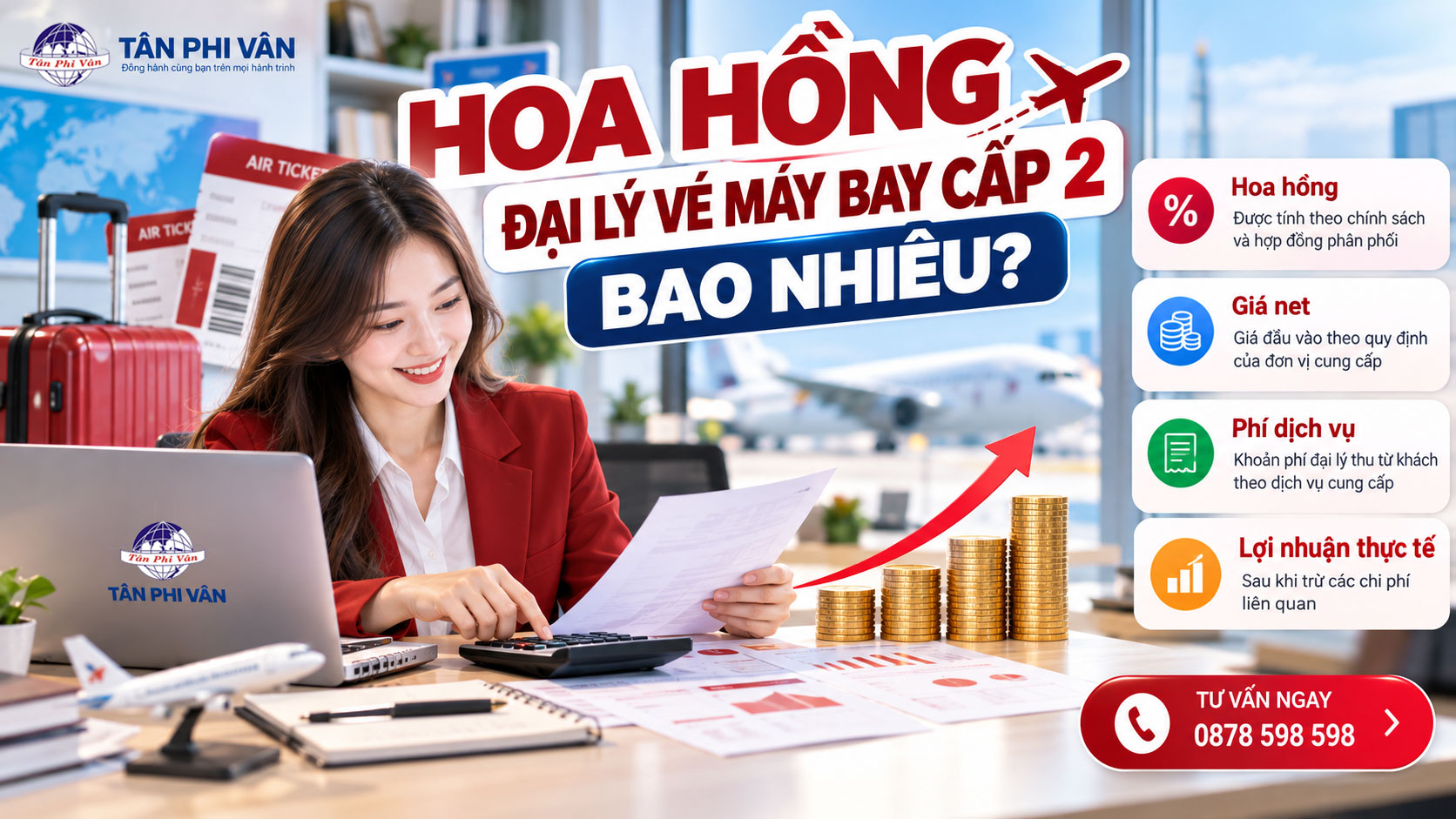 Hoa hồng đại lý vé máy bay cấp 2 và cách tính lợi nhuận
