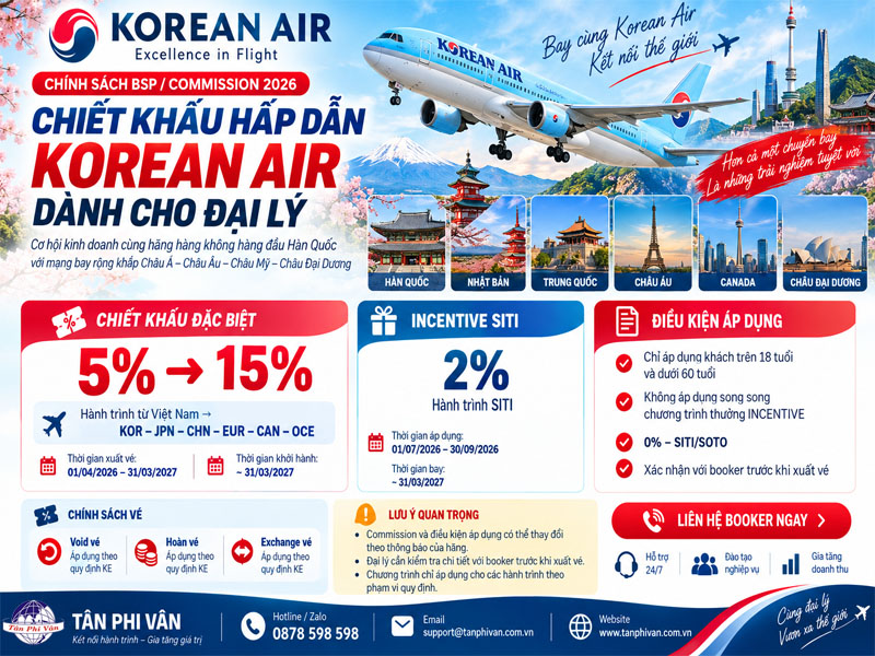 Chiết khấu Korean Air mới nhất